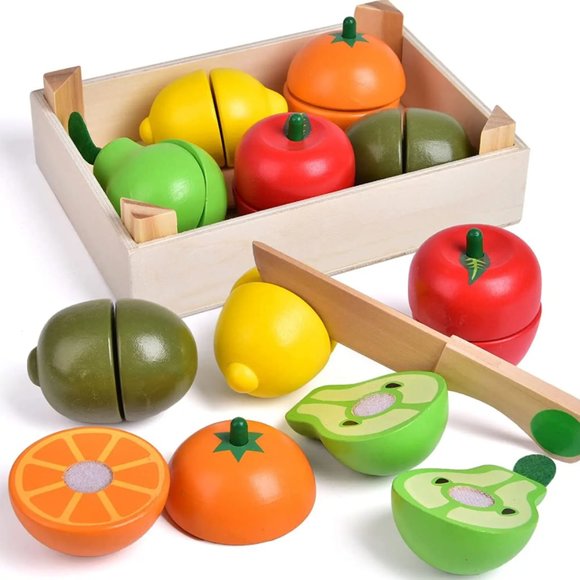 11 Pcs Wooden Pretend Cutting Play Food Toy - Picture 1 of 9